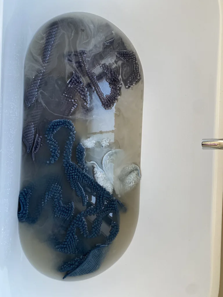 Rugs in bathtub dirty water